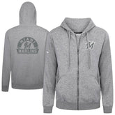 Miami Marlins Levelwear Podium Chenille Logo Full-Zip Hoodie Heather Gray