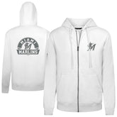 Miami Marlins Levelwear Podium Chenille Logo Full-Zip Hoodie White