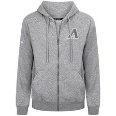 Arizona Diamondbacks Levelwear Podium Chenille Logo Full-Zip Hoodie Heather Gray