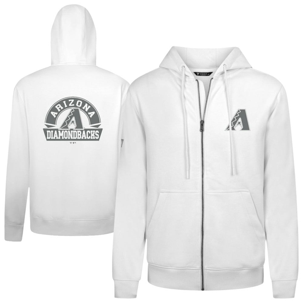 Arizona Diamondbacks Levelwear Podium Chenille Logo Full-Zip Hoodie White