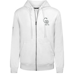 Colorado Rockies Levelwear Podium Chenille Logo Full-Zip Hoodie White