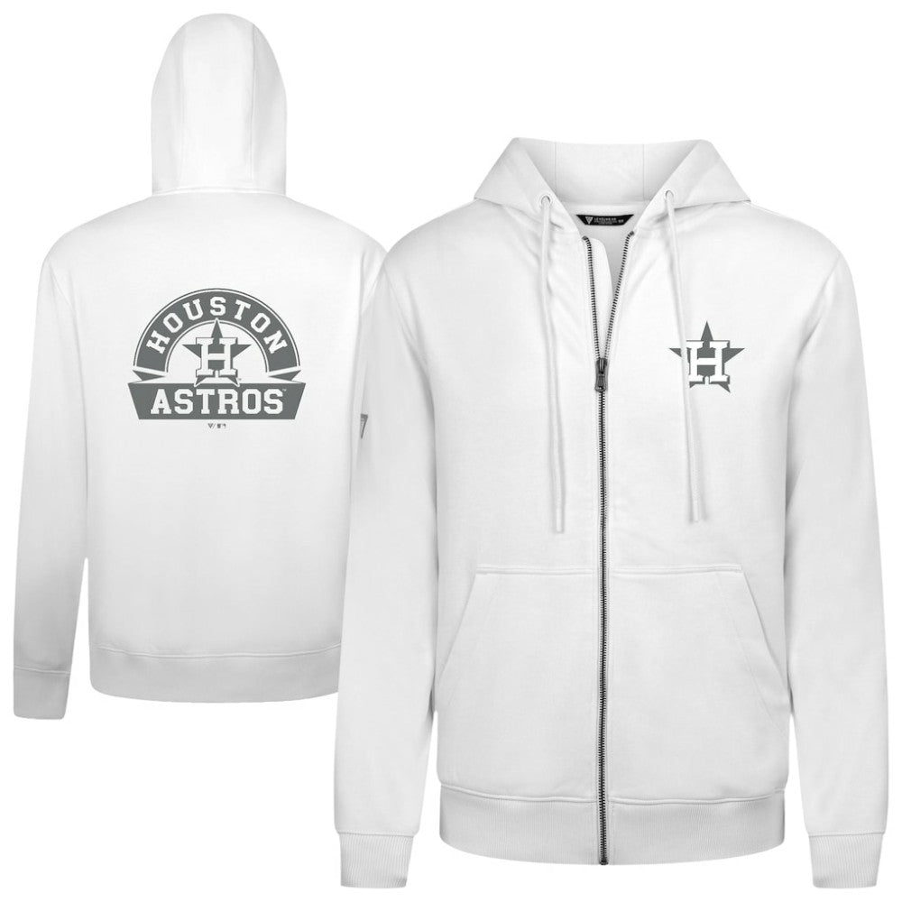 Houston Astros Levelwear Podium Chenille Logo Full-Zip Hoodie White