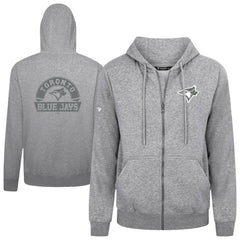 Toronto Blue Jays Levelwear Podium Banner Arch Full-Zip Hoodie Heather Gray