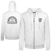 Milwaukee Brewers Levelwear Podium Banner Arch Full-Zip Hoodie White