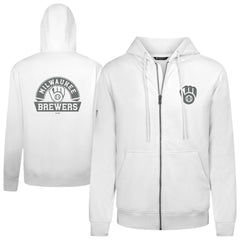 Milwaukee Brewers Levelwear Podium Banner Arch Full-Zip Hoodie White