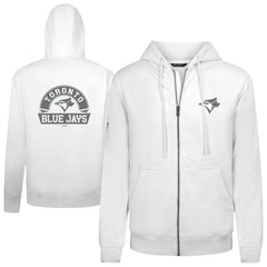 Toronto Blue Jays Levelwear Podium Banner Arch Full-Zip Hoodie White