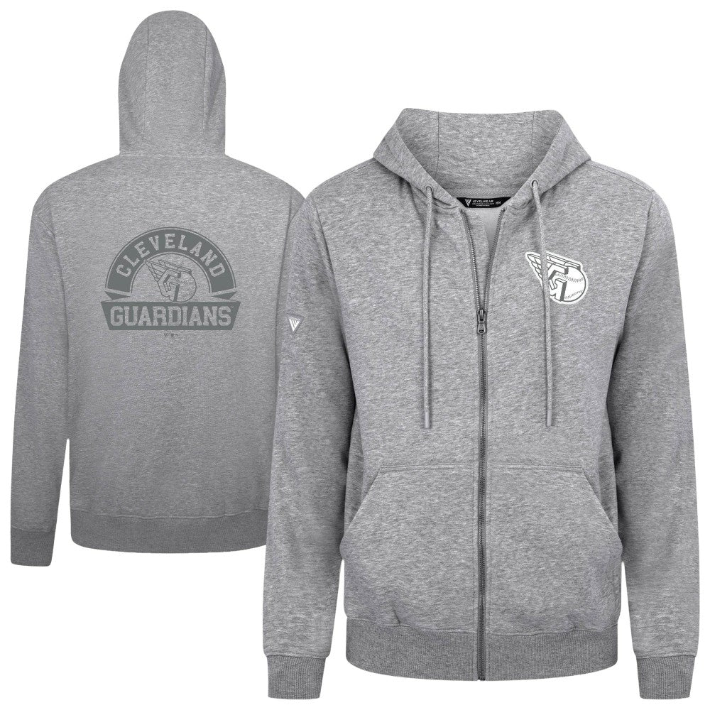 Cleveland Guardians Levelwear Podium Banner Arch Full-Zip Hoodie Heather Gray