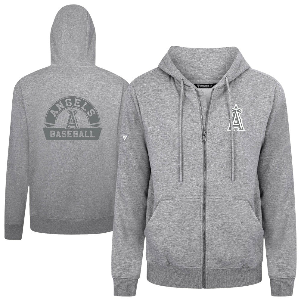 Los Angeles Angels Levelwear Podium Banner Arch Full-Zip Hoodie Heather Gray