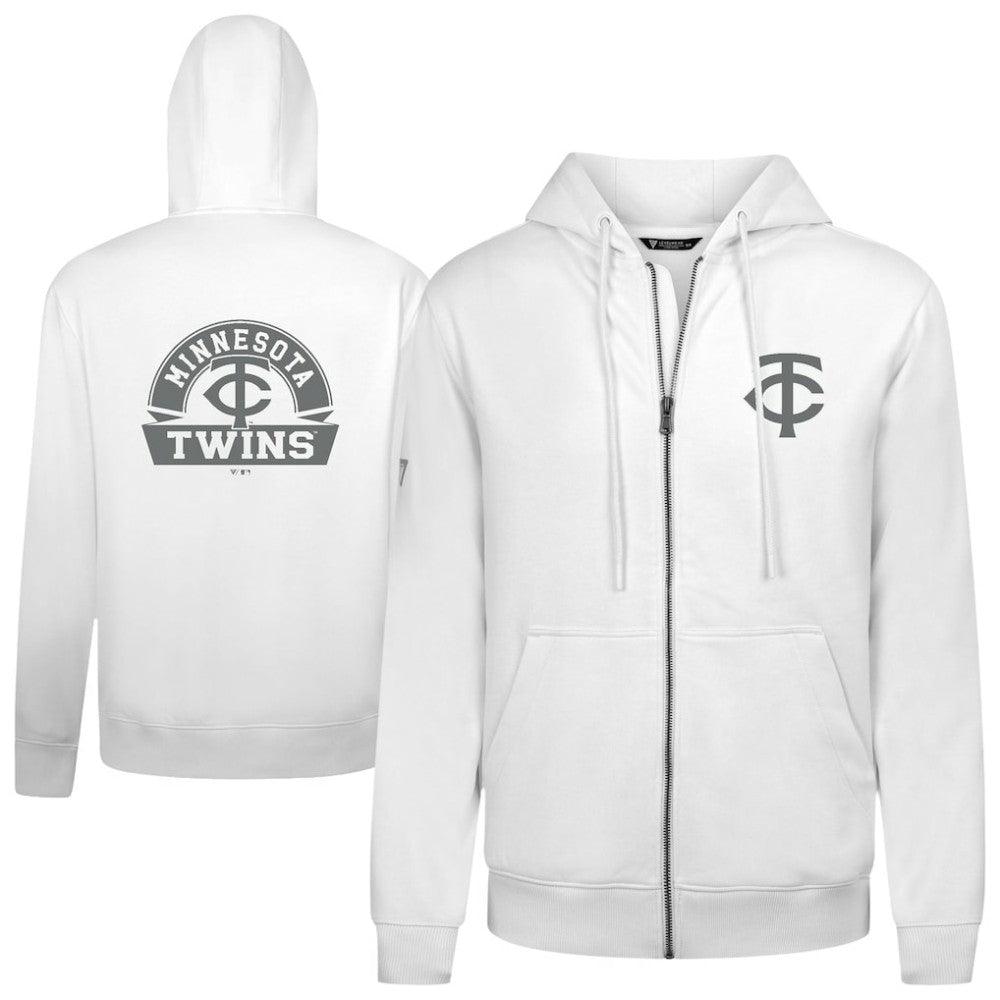 Minnesota Twins Levelwear Podium Banner Arch Full-Zip Hoodie White