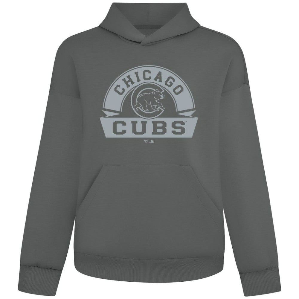 Chicago Cubs Levelwear Luxe Signature Banner Arch Tri-Blend Hoodie Gray