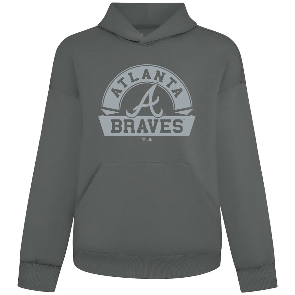 Atlanta Braves Levelwear Luxe Signature Banner Arch Tri-Blend Hoodie Gray