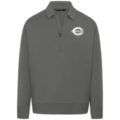 Cincinnati Reds Levelwear Luxe Signature Quarter-Zip Chenille Logo Tri-Blend Sweatshirt Gray