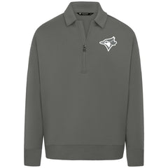 Toronto Blue Jays Levelwear Luxe Signature Quarter-Zip Chenille Logo Tri-Blend Sweatshirt Gray