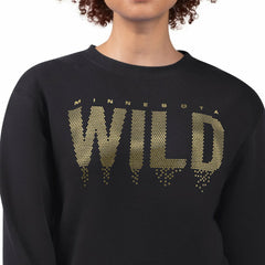 Minnesota Wild G-III 4Her by Carl Banks Women's Metallic Drop Printed Fleece Sweatshirt - Black Sweatshirts
