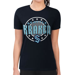 Seattle Kraken G-III 4Her by Carl Banks Women's Super-Slim Lightweight Pinstripe Circle Graphic T-Shirt - Navy T-shirts