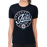 Winnipeg Jets G-III 4Her by Carl Banks Women's Super-Slim Lightweight Pinstripe Circle Graphic T-Shirt - Navy T-shirts
