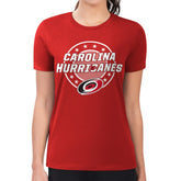 Carolina Hurricanes G-III 4Her by Carl Banks Women's Super-Slim Lightweight Pinstripe Circle Graphic T-Shirt - Red T-shirts