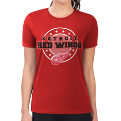 Detroit Red Wings G-III 4Her by Carl Banks Women's Super-Slim Lightweight Pinstripe Circle Graphic T-Shirt - Red T-shirts