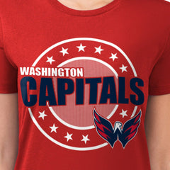 Washington Capitals G-III 4Her by Carl Banks Women's Super-Slim Lightweight Pinstripe Circle Graphic T-Shirt - Red T-shirts