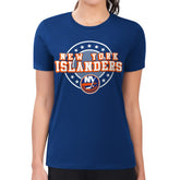 New York Islanders G-III 4Her by Carl Banks Women's Super-Slim Lightweight Pinstripe Circle Graphic T-Shirt - Royal T-shirts