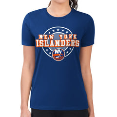 New York Islanders G-III 4Her by Carl Banks Women's Super-Slim Lightweight Pinstripe Circle Graphic T-Shirt - Royal T-shirts