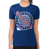 New York Rangers G-III 4Her by Carl Banks Women's Super-Slim Lightweight Pinstripe Circle Graphic T-Shirt - Royal T-shirts