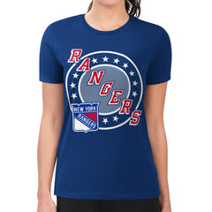 New York Rangers G-III 4Her by Carl Banks Women's Super-Slim Lightweight Pinstripe Circle Graphic T-Shirt - Royal T-shirts