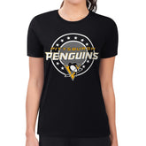 Pittsburgh Penguins G-III 4Her by Carl Banks Women's Super-Slim Lightweight Pinstripe Circle Graphic T-Shirt - Black T-shirts
