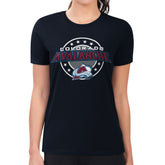 Colorado Avalanche G-III 4Her by Carl Banks Women's Super-Slim Lightweight Pinstripe Circle Graphic T-Shirt - Navy T-shirts