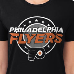 Philadelphia Flyers G-III 4Her by Carl Banks Women's Super-Slim Lightweight Pinstripe Circle Graphic T-Shirt - Black T-shirts