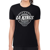 Los Angeles Kings G-III 4Her by Carl Banks Women's Super-Slim Lightweight Pinstripe Circle Graphic T-Shirt - Black T-shirts