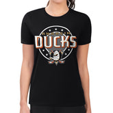 Anaheim Ducks G-III 4Her by Carl Banks Women's Super-Slim Lightweight Pinstripe Circle Graphic T-Shirt - Black T-shirts