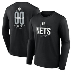 Brooklyn Nets Center Court Name & Number Custom Long Sleeve T-Shirt - Black on sale