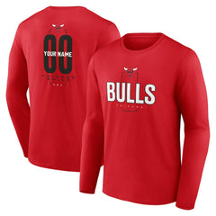 Chicago Bulls Center Court Name & Number Custom Long Sleeve T-Shirt sale - Red discount