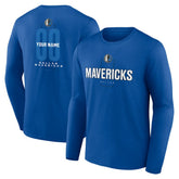 Dallas Mavericks Center Court Name & Number Custom Long Sleeve T-Shirt sale - Blue shop