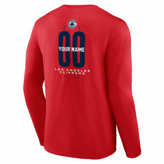 LA Clippers Center Court Name & Number Custom Long Sleeve T-Shirt - Red cheap