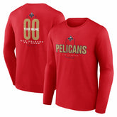 New Orleans Pelicans Center Court Name & Number Custom Long Sleeve T-Shirt - Red sale