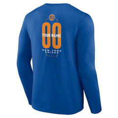 New York Knicks Center Court Name & Number Custom Long Sleeve T-Shirt - Blue discount