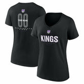 Sacramento Kings Women's Center Court Name & Number Custom V-Neck T-Shirt - Black sale