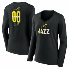 Utah Jazz Women's Center Court Name & Number Custom Long Sleeve V-Neck T-Shirt - Black online