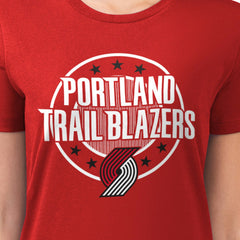 Portland Trail Blazers G-III 4Her by Carl Banks Women's Super-Slim Lightweight Pinstripe Circle Graphic T-Shirt - Red sale
