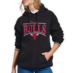 Chicago Bulls Starter Women's Arch Stripe Fleece Hoodie - Black shop