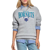 Charlotte Hornets Starter Women's Arch Stripe Fleece Crewneck Sweatshirt - Gray for sale