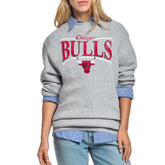 Chicago Bulls Starter Women's Arch Stripe Fleece Crewneck Sweatshirt - Gray online