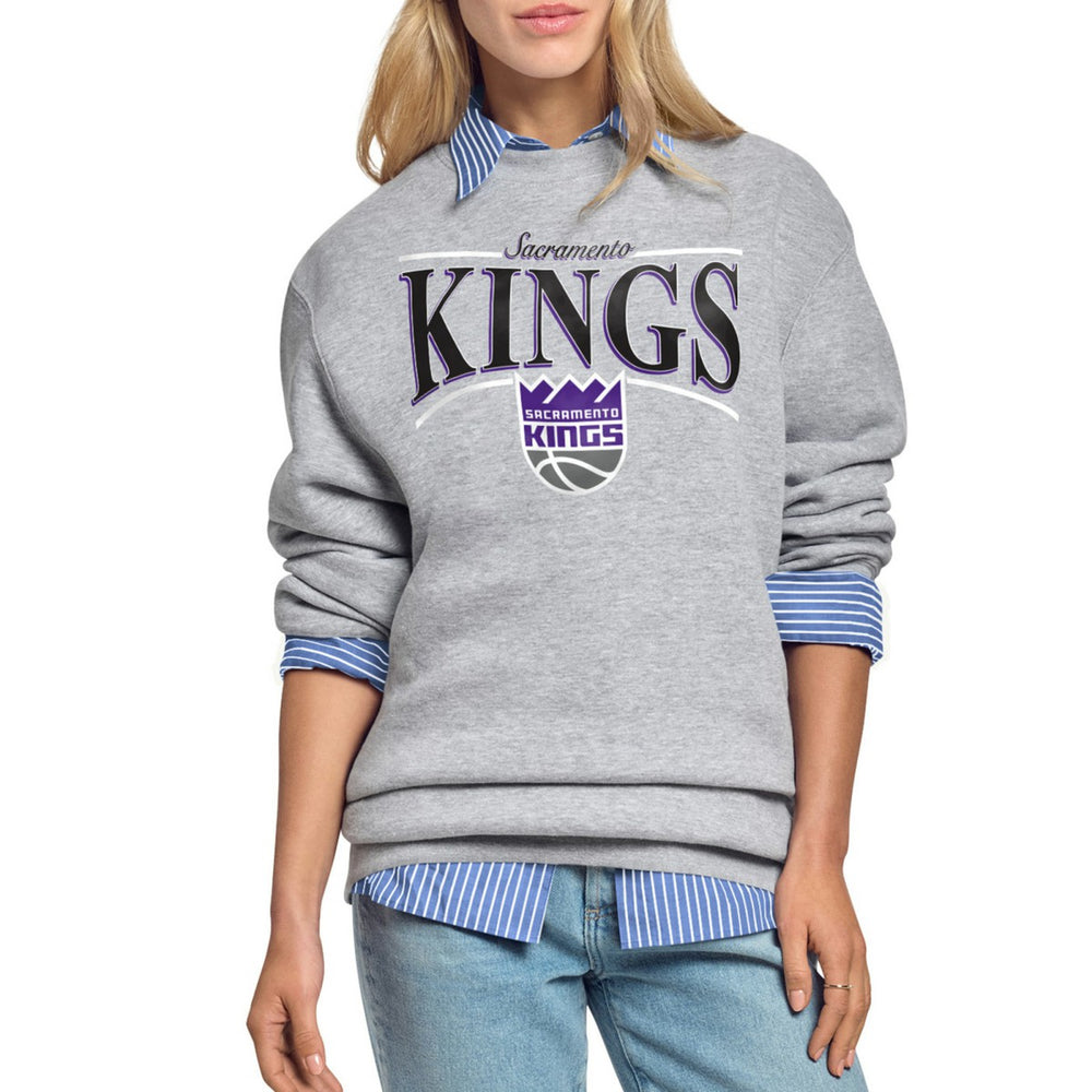 Sacramento Kings Starter Women's Arch Stripe Fleece Crewneck Sweatshirt - Gray for sale