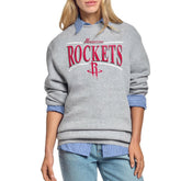 Houston Rockets Starter Women's Arch Stripe Fleece Crewneck Sweatshirt sale - Gray on sale