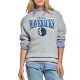 Dallas Mavericks Starter Women's Arch Stripe Fleece Crewneck Sweatshirt sale - Gray shop