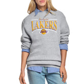 Los Angeles Lakers Starter Women's Arch Stripe Fleece Crewneck Sweatshirt - Gray on sale