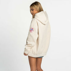 New York Yankees The Wild Collective Women's Oversized Cord Hoodie Cream
