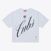 Chicago Cubs Women's Script Cropped Boxy T-Shirt Heather Gray